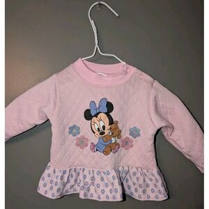 Disney Babies Girl's Minnie Mouse Vintage Pink LS Sweatshirt Snaps No Tag 2T 3T